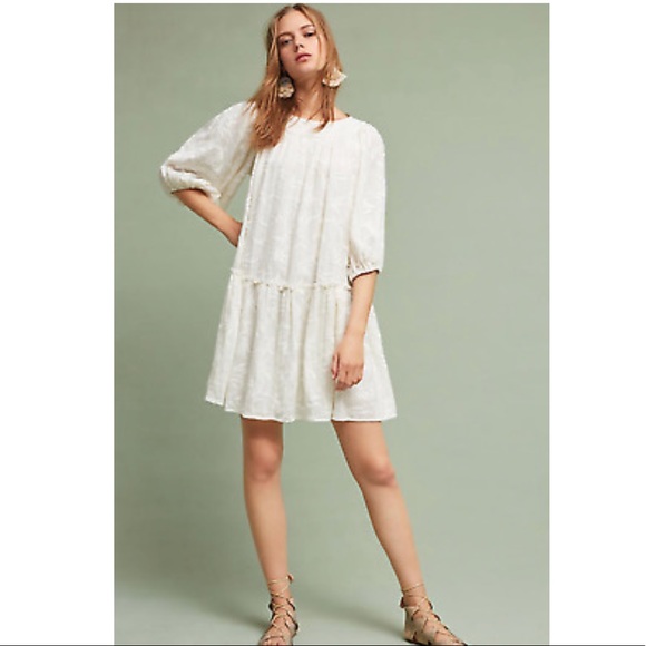anthropologie white embroidered dress